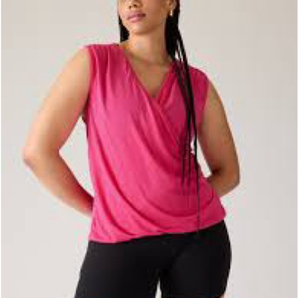Athleta Breezy Wrap Tank size M, ice pink